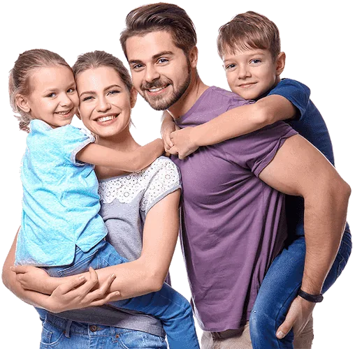 A smiling family of four